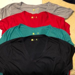 Set a four workout exercise shirts 0X 1X Xersion Black green red gray EUC